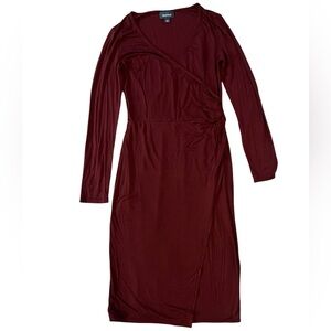 Modcloth Long Sleeve Burgundy Midi Dress Size S